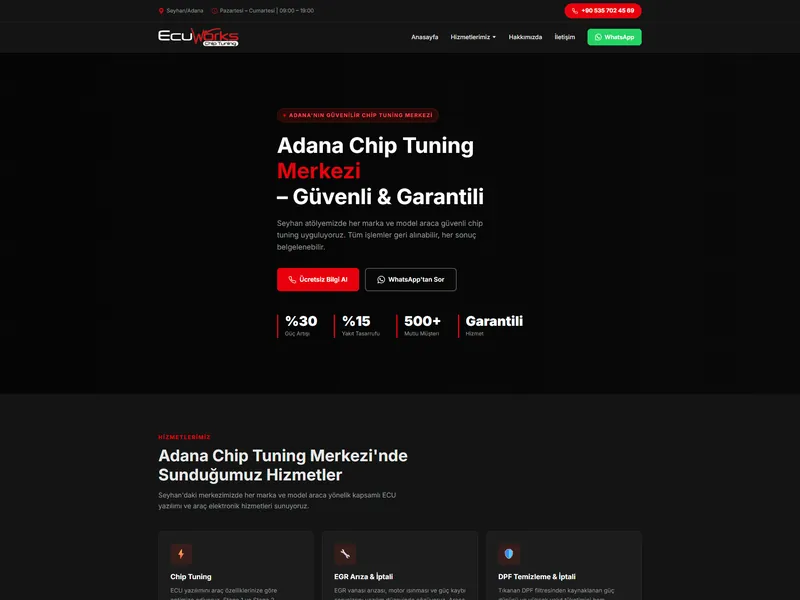UCY Medya tarafından hazırlanan Adana Chip Tuning web sitesi