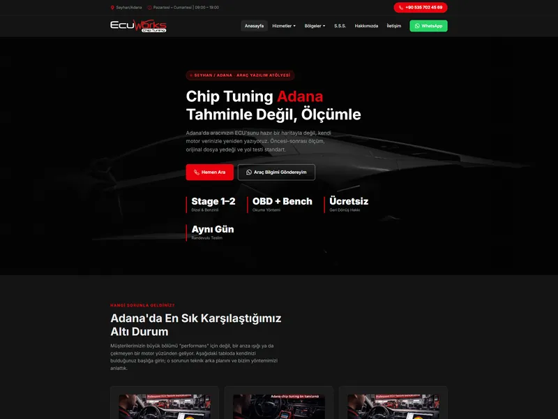 Chip Tuning Adana web sitesi tasarımı - Oto Servis & Chip Tuning - UCY Medya Adana